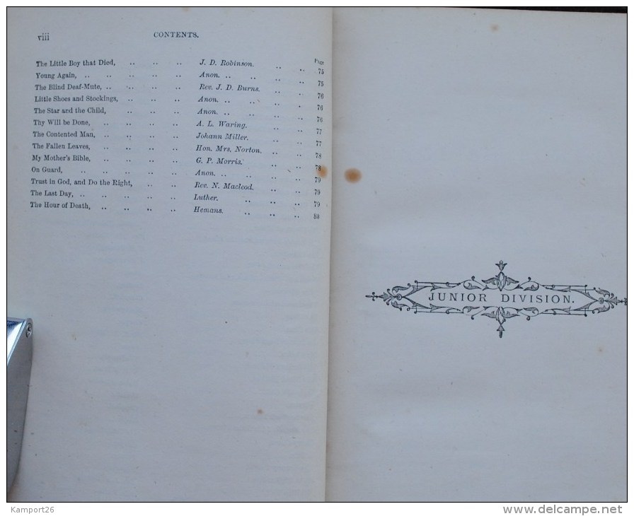 1876 CLASS BOOK of ENGLISH POETRY Nelson's School Series L'ÉCOLE DE LA SÉRIE Junior Division LA POÉSIE ANGLAISE