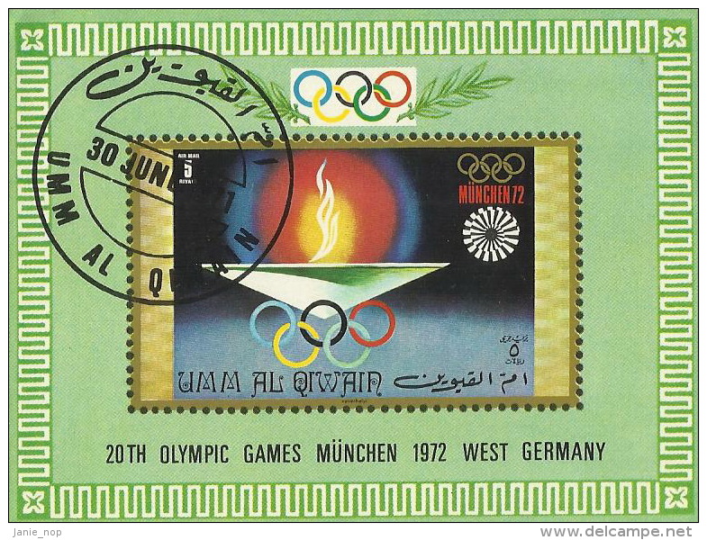 Uhm Al Qiwan 1972 Munich Olympic Games Used Mini Sheet - Summer 1972: Munich