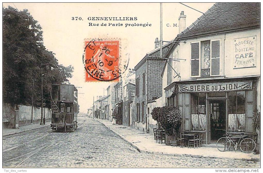 92 - Gennevilliers - Rue De Paris Prolongée (tramway) (café Terminus Modeste Doiteau) - Gennevilliers