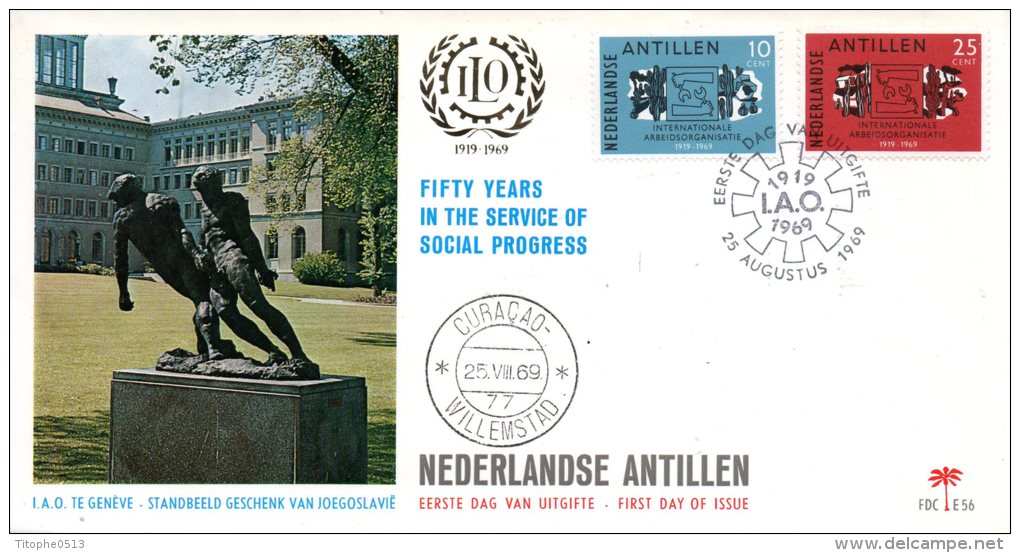 ANTILLES NEERLANDAISES. N°396-7 De 1969 Sur Enveloppe 1er Jour (FDC). OIT. - ILO