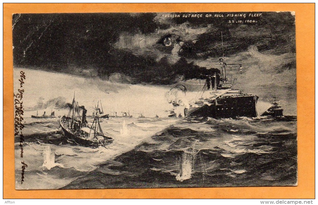 Russian Outrage On Hull Fishing Fleet 22 10 1904 Postcard - Hull