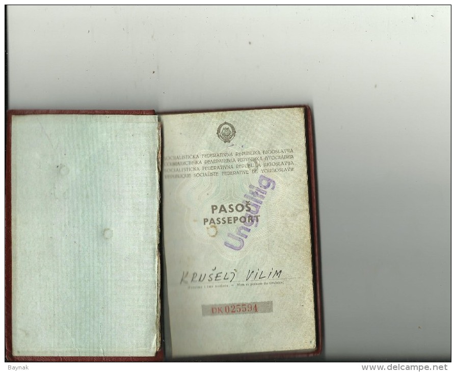 PM94  --  SFR  YUGOSLAVIA  --  PASSPORT - 1959  --  11  X  VISA  REVENUE, TAX STAMP  --  SWEDEN, DEUTSCHLAND, NEDERLAND - Historical Documents
