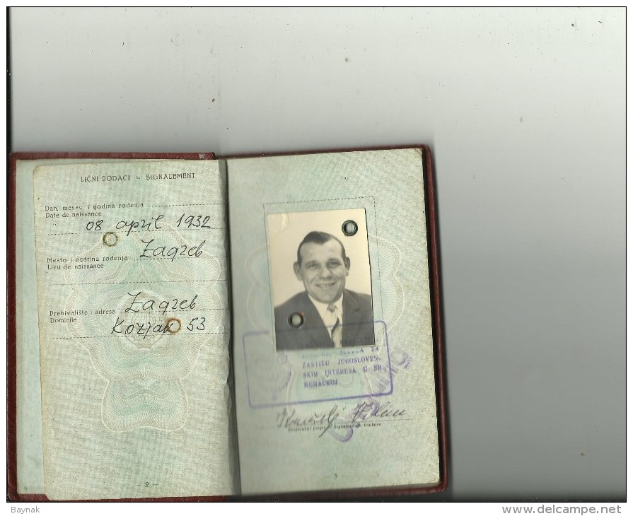 PM94  --  SFR  YUGOSLAVIA  --  PASSPORT - 1959  --  11  X  VISA  REVENUE, TAX STAMP  --  SWEDEN, DEUTSCHLAND, NEDERLAND - Historical Documents