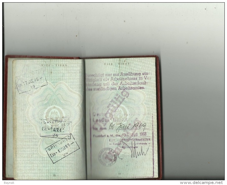 PM94  --  SFR  YUGOSLAVIA  --  PASSPORT - 1959  --  11  X  VISA  REVENUE, TAX STAMP  --  SWEDEN, DEUTSCHLAND, NEDERLAND