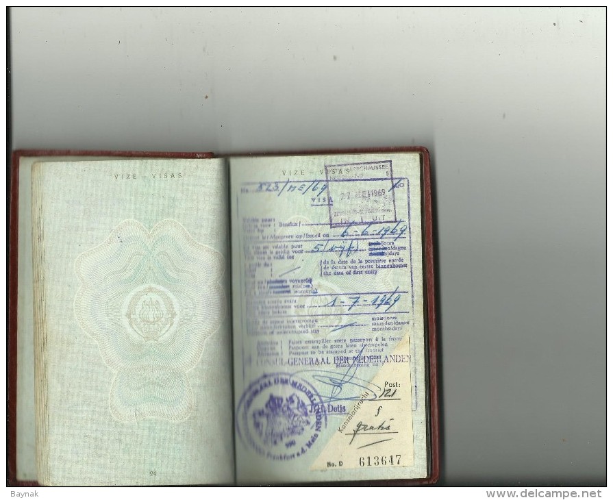 PM94  --  SFR  YUGOSLAVIA  --  PASSPORT - 1959  --  11  X  VISA  REVENUE, TAX STAMP  --  SWEDEN, DEUTSCHLAND, NEDERLAND