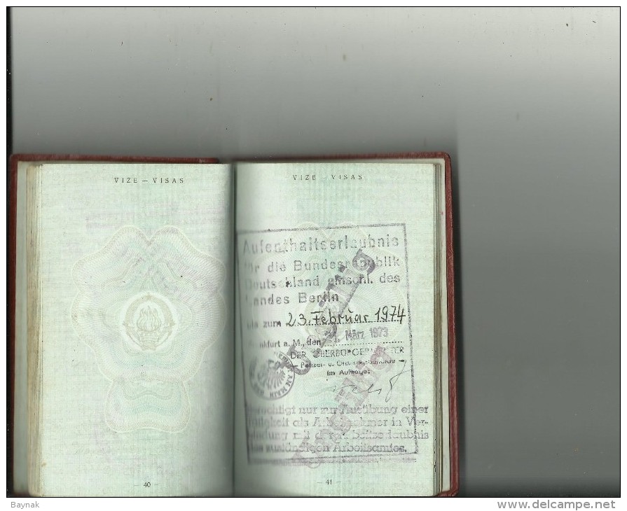 PM94  --  SFR  YUGOSLAVIA  --  PASSPORT - 1959  --  11  X  VISA  REVENUE, TAX STAMP  --  SWEDEN, DEUTSCHLAND, NEDERLAND