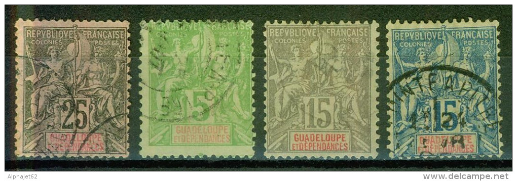 Allégories - GUADELOUPE - Timbres Des Colonies Françaises - N° 32-34-40-42 - 1892 - Gebraucht