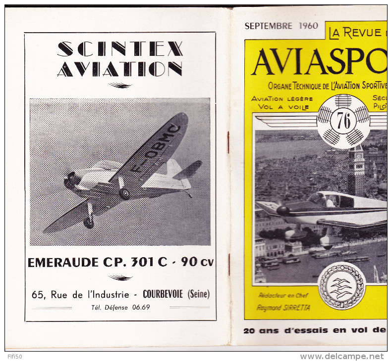 La Revue Du Pilote AVIASPORT Avion Planeur Planeurs à Faible Vitesse De Chute Vol à Voile Septembre 1960 - Aviation