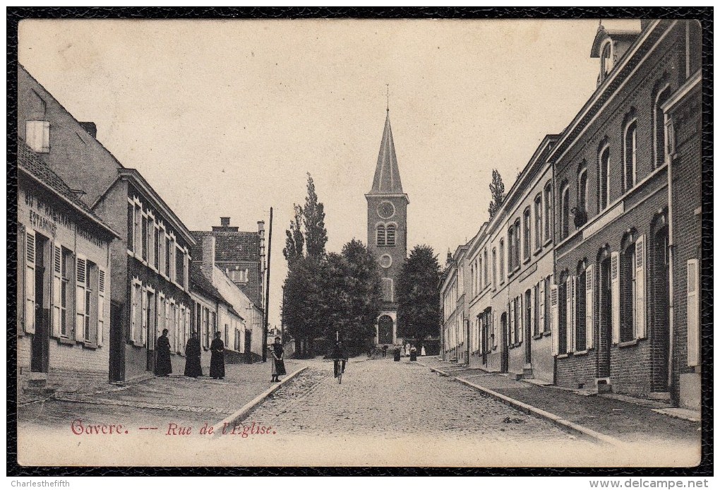 GAVERE RUE DE L' EGLISE ( Met Dames En Fietser ) - édit. Gosseye  - Zr Mooi - Niet Courant - Gavere