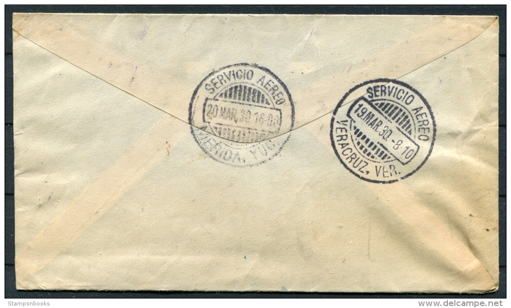 1930 Banco De Mexico Airmail Puebla Veracruz Merida Cover - Mexico