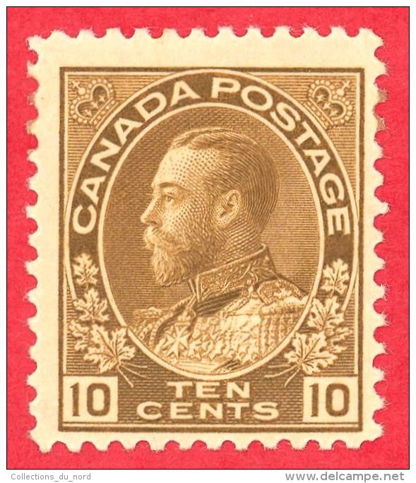 Canada #  118- 10 Cents  - Mint N/H - Dated  1911-25- George V Admiral Issue /  George V Émission Des Admiraux - Neufs