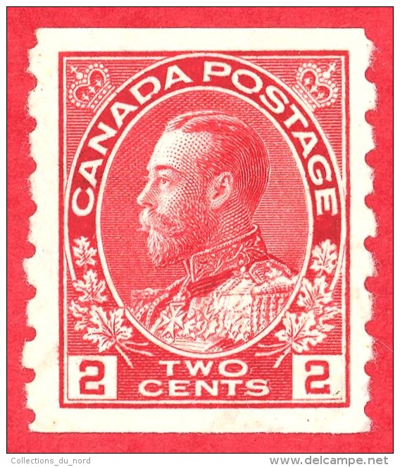 Canada #  127 - 2 Cents  - Mint - Dated  1912-24 - George V Admiral Coil /  George V Admiraux 'Bobine' - Neufs