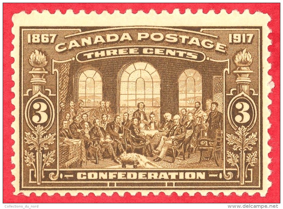 Canada #  135 - 3 Cents  - Mint N/H - Dated  1917 - Fathers Of Confederation /  Pères De La Confédération - Unused Stamps