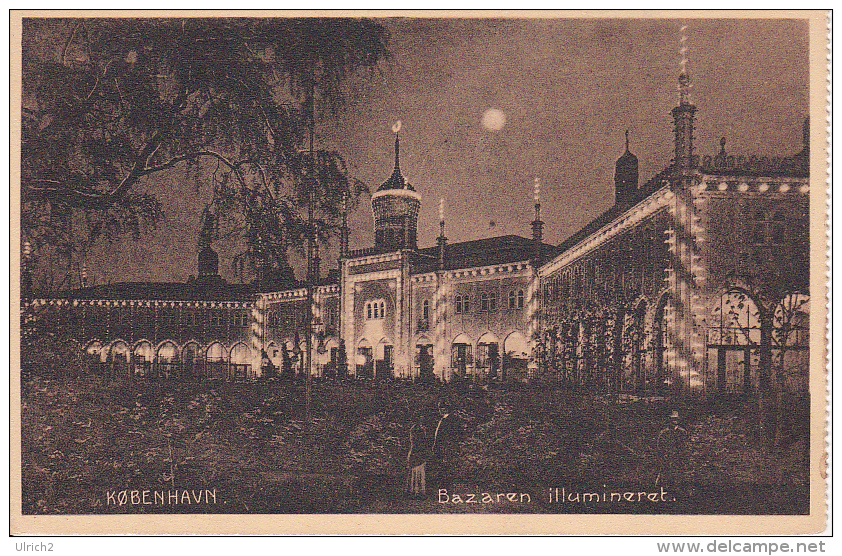 PC Köbenhavn - Bazaren Illumineret - Stamp "Tivoli Postkort Kiosk" - 1913 (8406) - Dänemark