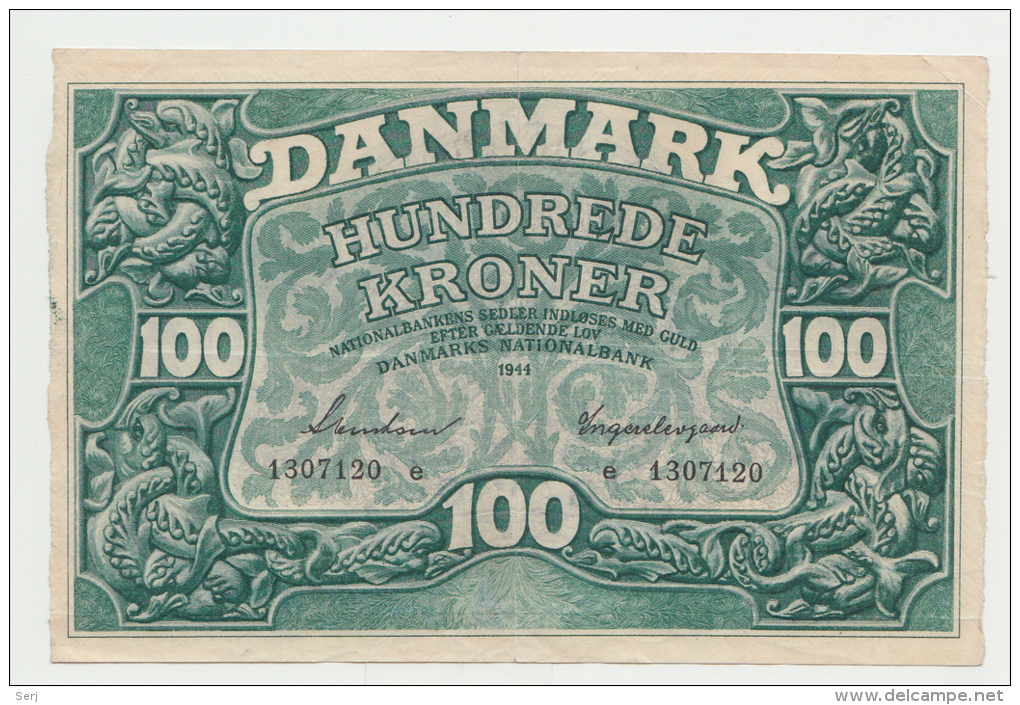 Denmark 100 Kroner 1944 VF++ Pick 39a  39 A - Danemark