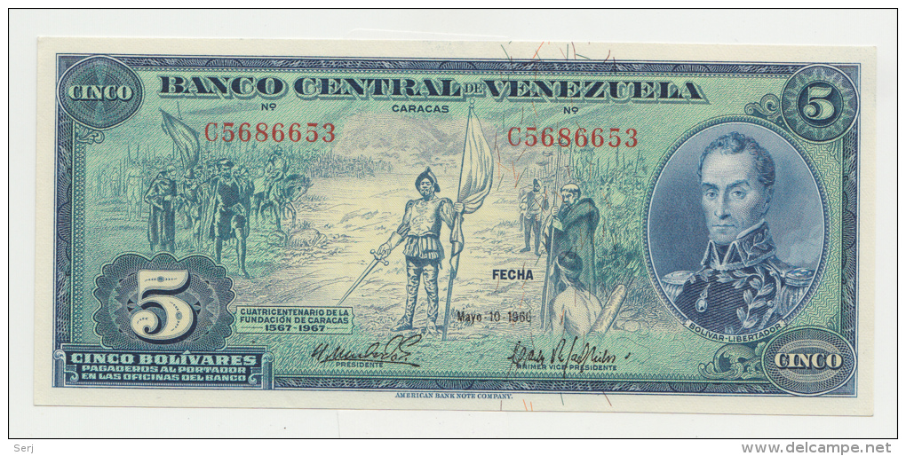 Venezuela 5 Bolivares 1966 AUNC Pick 49 - Venezuela