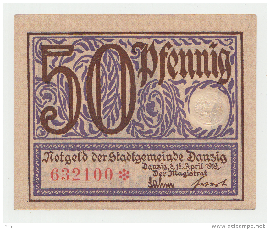 Danzig 50 Pfennig 15-4- 1919 UNC NEUF Pick 11 - [11] Emissioni Locali