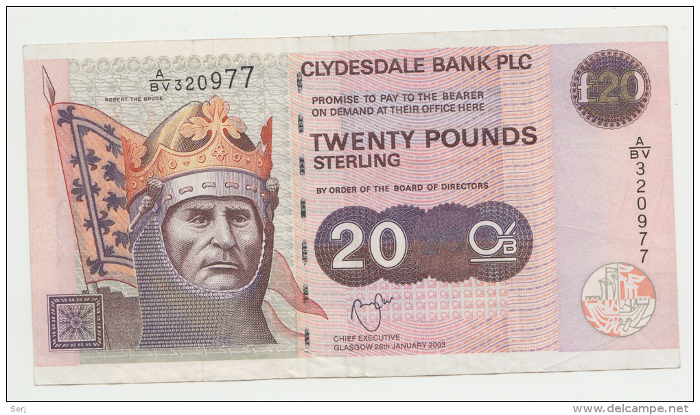 Scotland The Clydesdale Bank 20 Pounds 2003 P 228d  228 D - 20 Pounds