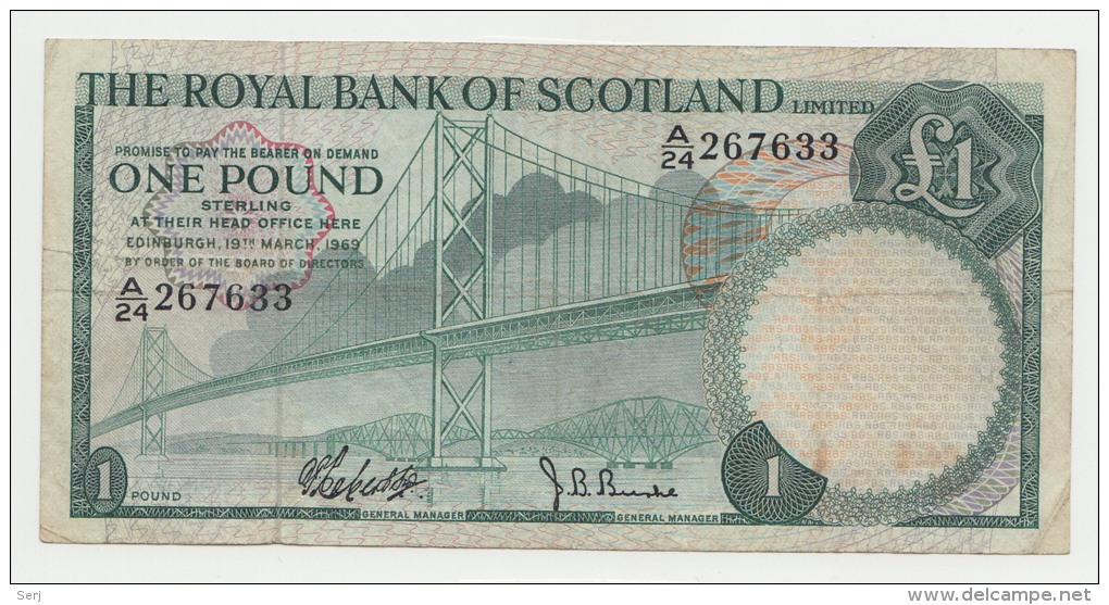 Royal Bank Of Scotland 1 Pound 1969 VF Pick 329 - 1 Pond