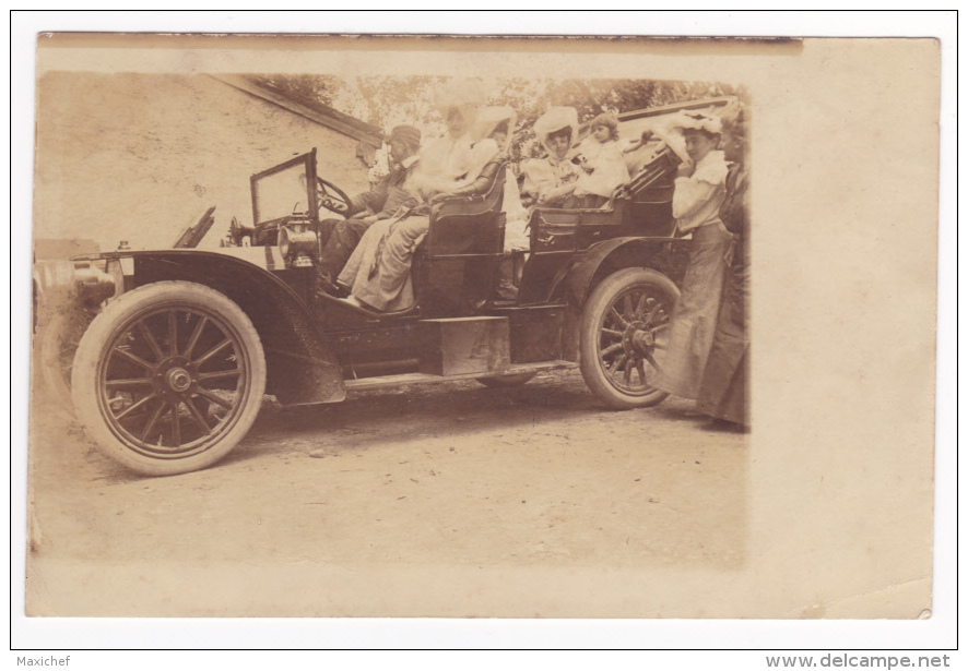 Carte Photo - Voiture Familiale - Double Phaéton Peugeot Type 68 De 1905 - Circulé 1906 - Toerisme