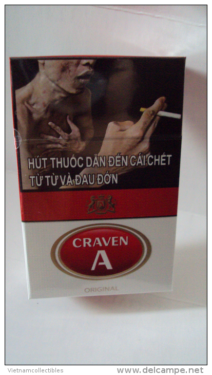 Vietnam Viet Nam CRAVEN A Opened Empty Hard Pack Of Tobacco Cigarette - Porta Sigarette (vuoti)