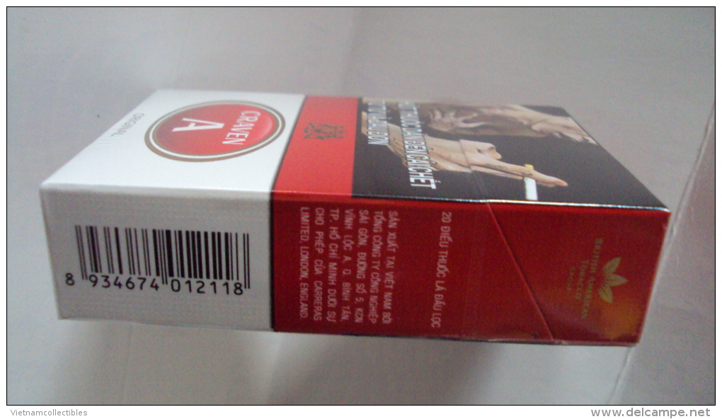 Vietnam Viet Nam CRAVEN A Opened Empty Hard Pack Of Tobacco Cigarette - Etuis à Cigarettes Vides