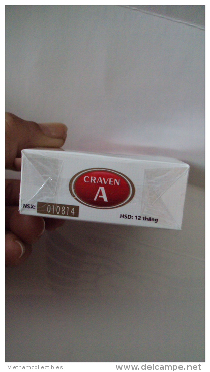 Vietnam Viet Nam CRAVEN A Opened Empty Hard Pack Of Tobacco Cigarette - Etuis à Cigarettes Vides