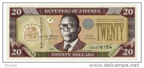 Liberia 20 Dollars 2008  Pick 28 UNC - Liberia