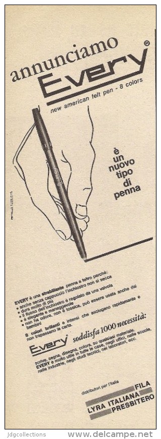 # FILA PRESBITERO EVERY 1960s Italy Advert Publicitè Publicidad Reklame Penna Fuller Pluma Stylo Encre Ink - Penne