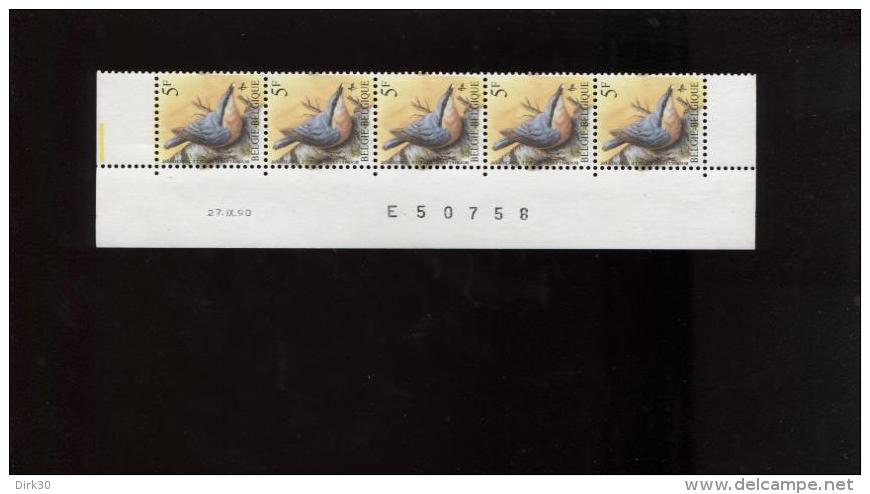 Belgie 2294 Buzin Vogels Birds 5Fr Bande Datée Datumstrook Paar 27/9/1990 - 1985-.. Pájaros (Buzin)