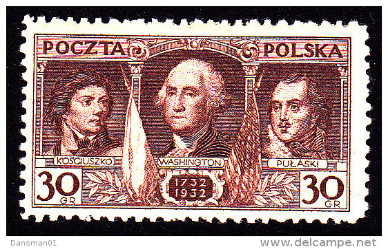 POLAND 1932 Washington Fi 250 Mint Hinged - Unused Stamps