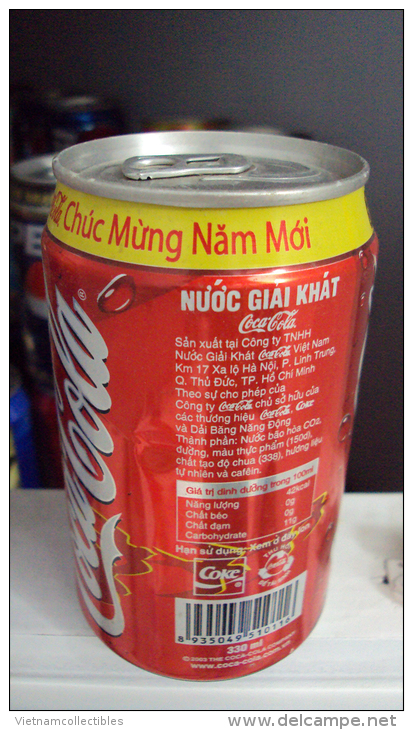 Vietnam Viet Nam Coke Coca Cola Empty Can New Year 2004 - Opened At Bottom - Cannettes