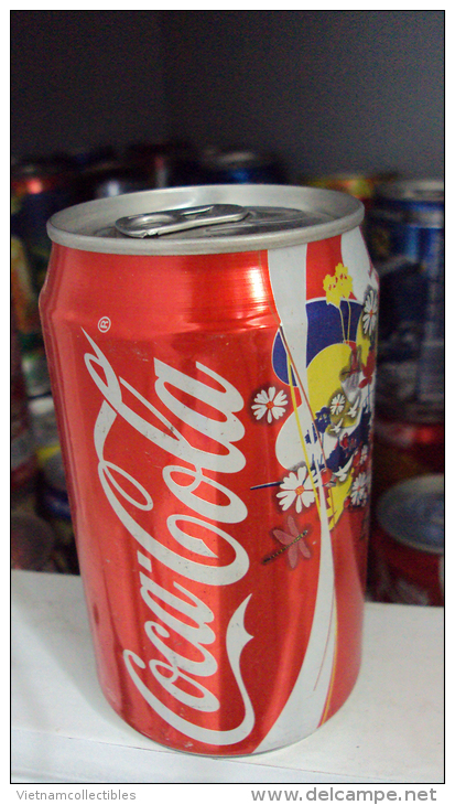 Cambodia Cambodge Coke Coca Cola Empty Can New Year Design - Opened At Bottom - Cans