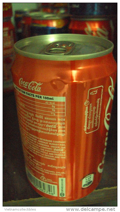 Cambodia Cambodge Coca Cola Coke Empty Can New Year 2013 - Opened At Bottom - Cans