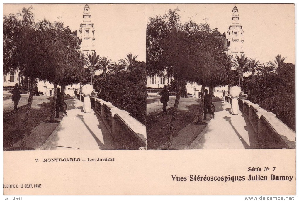 Vues Stéréoscopiques Julien Damoy N°7 MONTE CARLO ( Ombrelle ..)  Série 7 - Cartoline Stereoscopiche