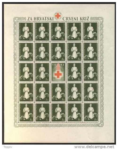 CROATIA  - HRVATSKA  - NDH  - RED  CROSS - NURSE + Casualty - Complet Sheets - **MNH -  1942 - EXELENT - Croacia