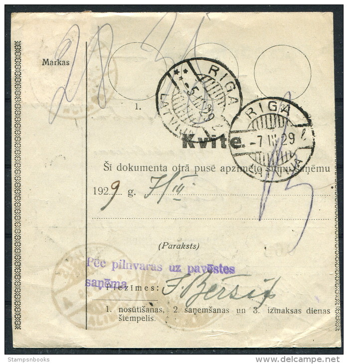 1929 Latvia Zehsis - Riga Parvedums Dienesta Atzimes - Latvia