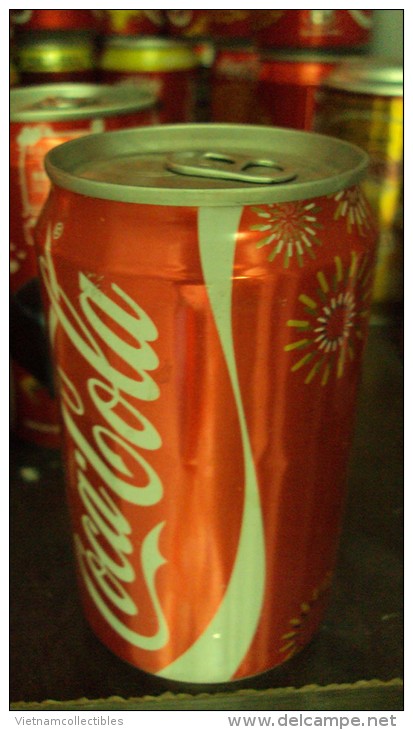 Cambodia Cambodge Coca Cola Empty Can New Year Design - Opened At Bottom - Latas