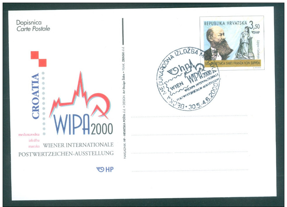 KROATIEN - Postkarte WIPA 2000 Wien - Sonderstempel WIPA - Briefmarkenausstellungen