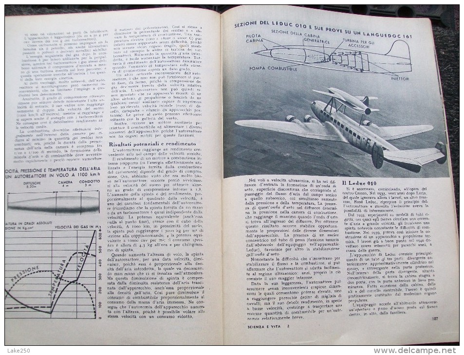 SCIENZA E VITA MARZO 1949 Aereoplano/avion LANGUEDOC 161 - Motori