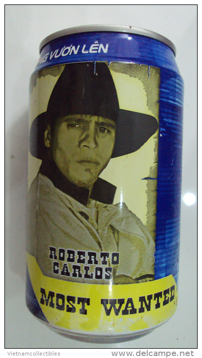 Vietnam Viet Nam Pepsi Cola 330ml Empty Can / Football World Cup / Roberto Carlos From Brazil / Opened At Bottom - Cannettes