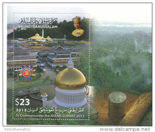 BRUNEI,2013,ASEAN SUMMIT, MOSQUES, TREES, RAINFOREST, S/SHEET, HIGH FV - Mosques & Synagogues