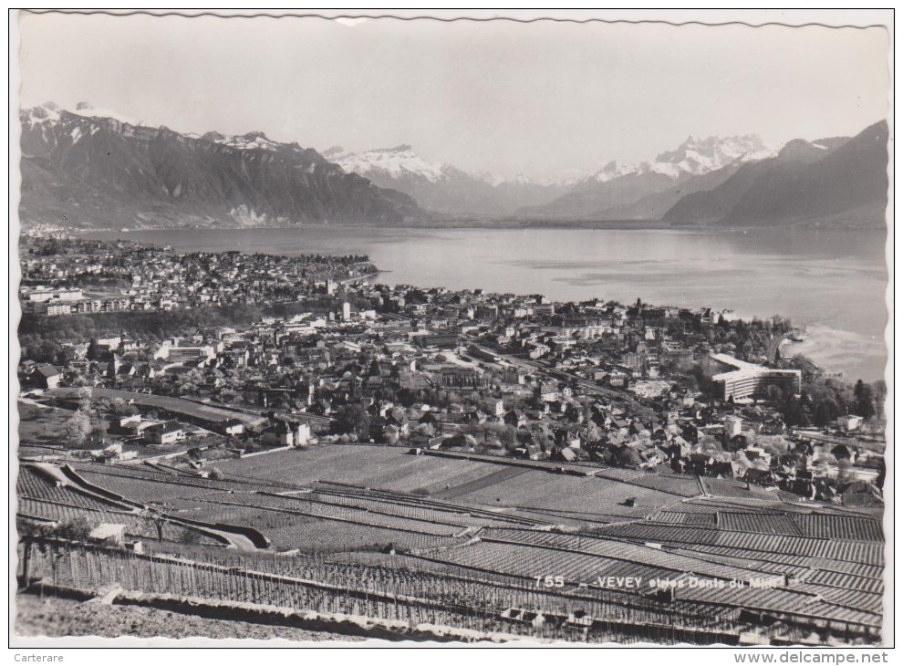 SUISSE ROMANDE,SCHWEIZ,SVIZZERA, HELVETIA,SWISS,SWITZERLAN D,VAUD,VEVEY,il Y A 50 Ans,vue Aerienne - Vevey