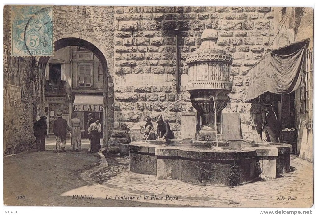 Cpa  VENCE La Fontaine Et La Place Peyra - Vence