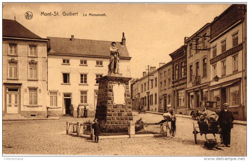 BRABANT   2 CP Mont St Guibert    La Place Et L'Eglise  1906  Le Monument - Mont-Saint-Guibert