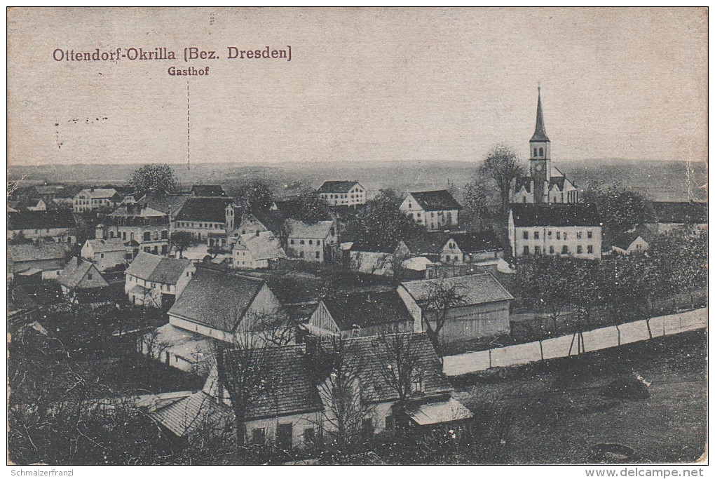 AK Ottendorf Okrilla Gasthof Kirche Bei Hermsdorf Grünberg Medingen Dresden Klotzsche Weixdorf Laussnitz Königsbrück - Volkersdorf