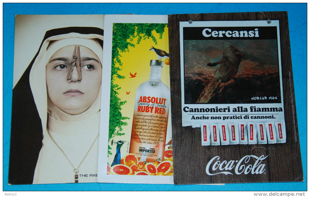 Lot Of 3 Postcards - Coca-cola, The AXE Effect And Absolut Vodka - Publicidad