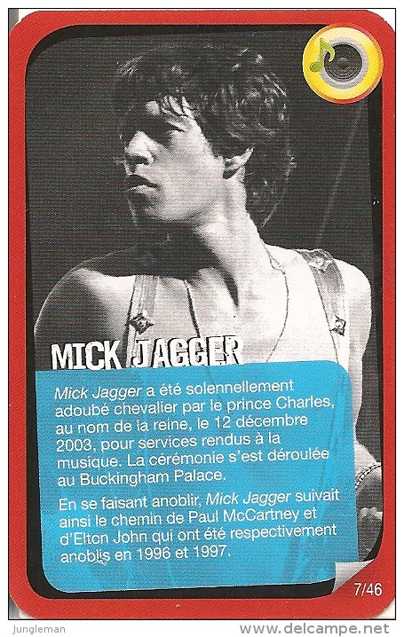 Carte Carrefour Market Des Rolling Stones - Année 2012 - N° 7 / 46 - Neuf - Other & Unclassified