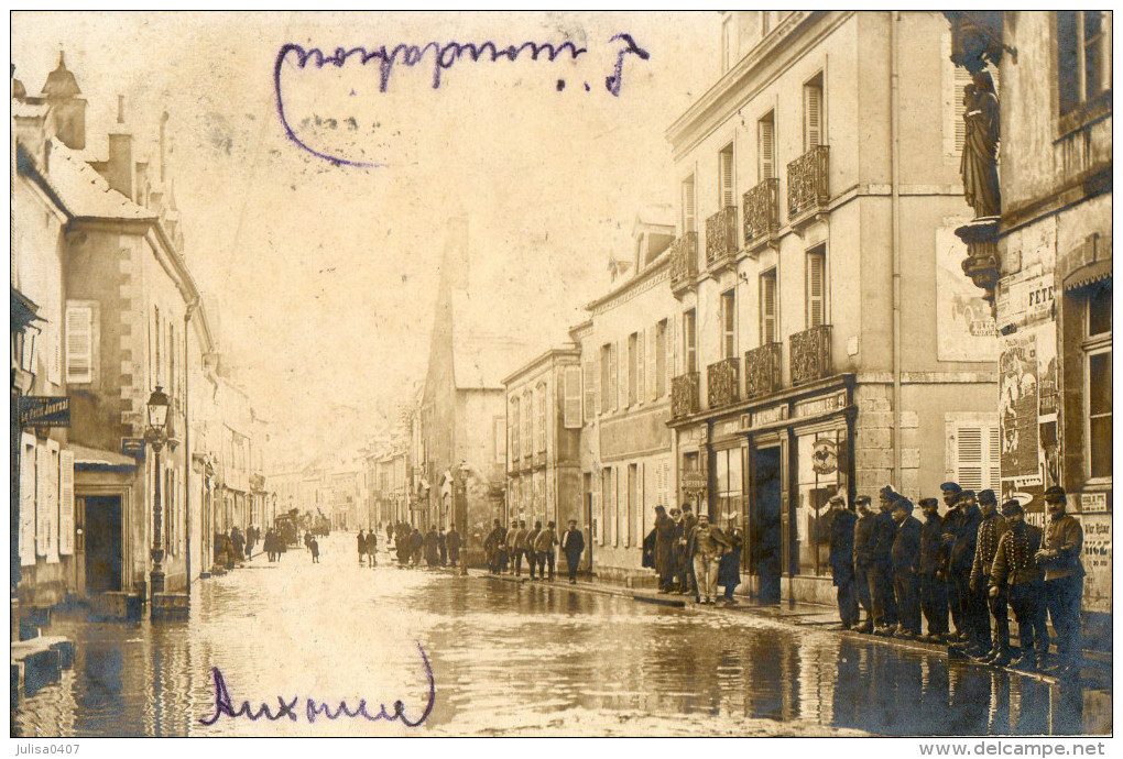 AUXONNE (21) Carte Photo Crue Inondation Rue Belle Animation - Auxonne