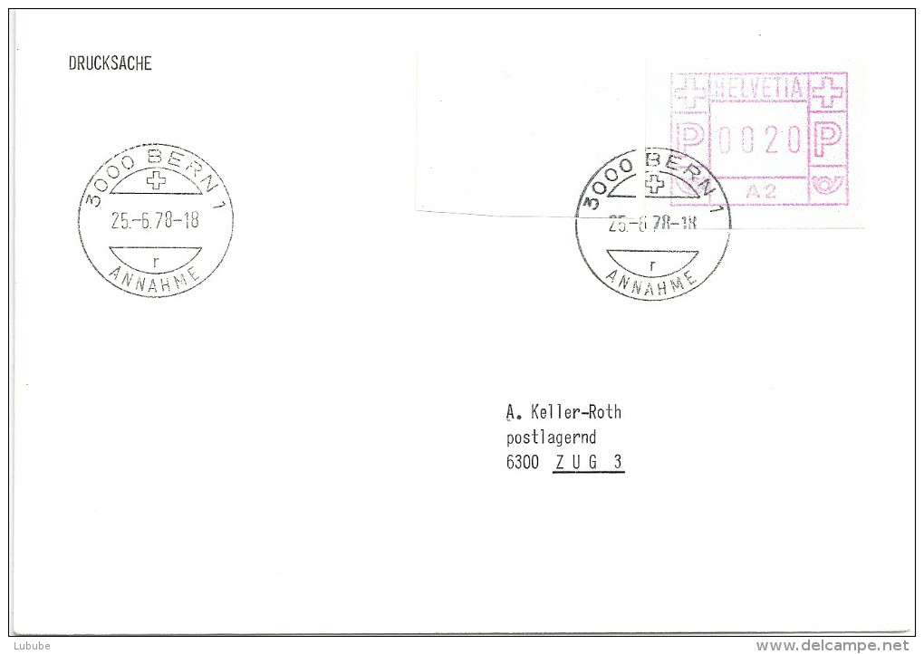 LT Drucksache  Bern - Zug  (ATM A2 Mit Leerfeld)          1978 - Automatic Stamps